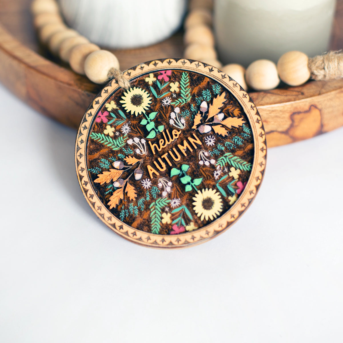 Autumn Wood Bead Garland