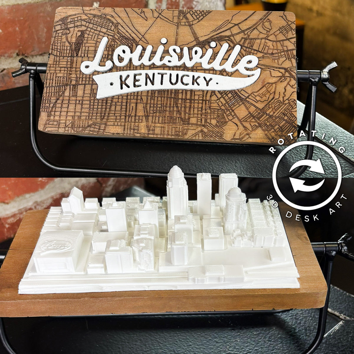 Louisville Kentucky Skyline | Rotating 3D Desk Art